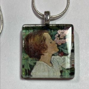 ✔️✔️S/P Necklace with Glass Pendant-NEW